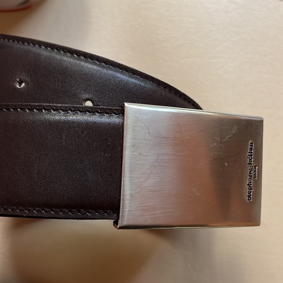 Stephane Kelian Black Leather Belt with Brushed Silver Buckle main image 5